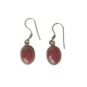 Vtg 925 Sterling Silver Dangle Drop Earrings Oval Cut Carnelian Hook Jewelry Lot